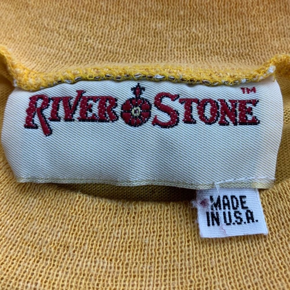 Vintage 90s River Stone Abstract Art Print Metallic USA Made Graphic T-S… - Picture 5 of 15